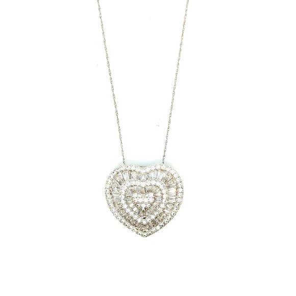 Gorgeous 925/10K Chain Heart Shaped Cz Necklace - Picture 1 of 8